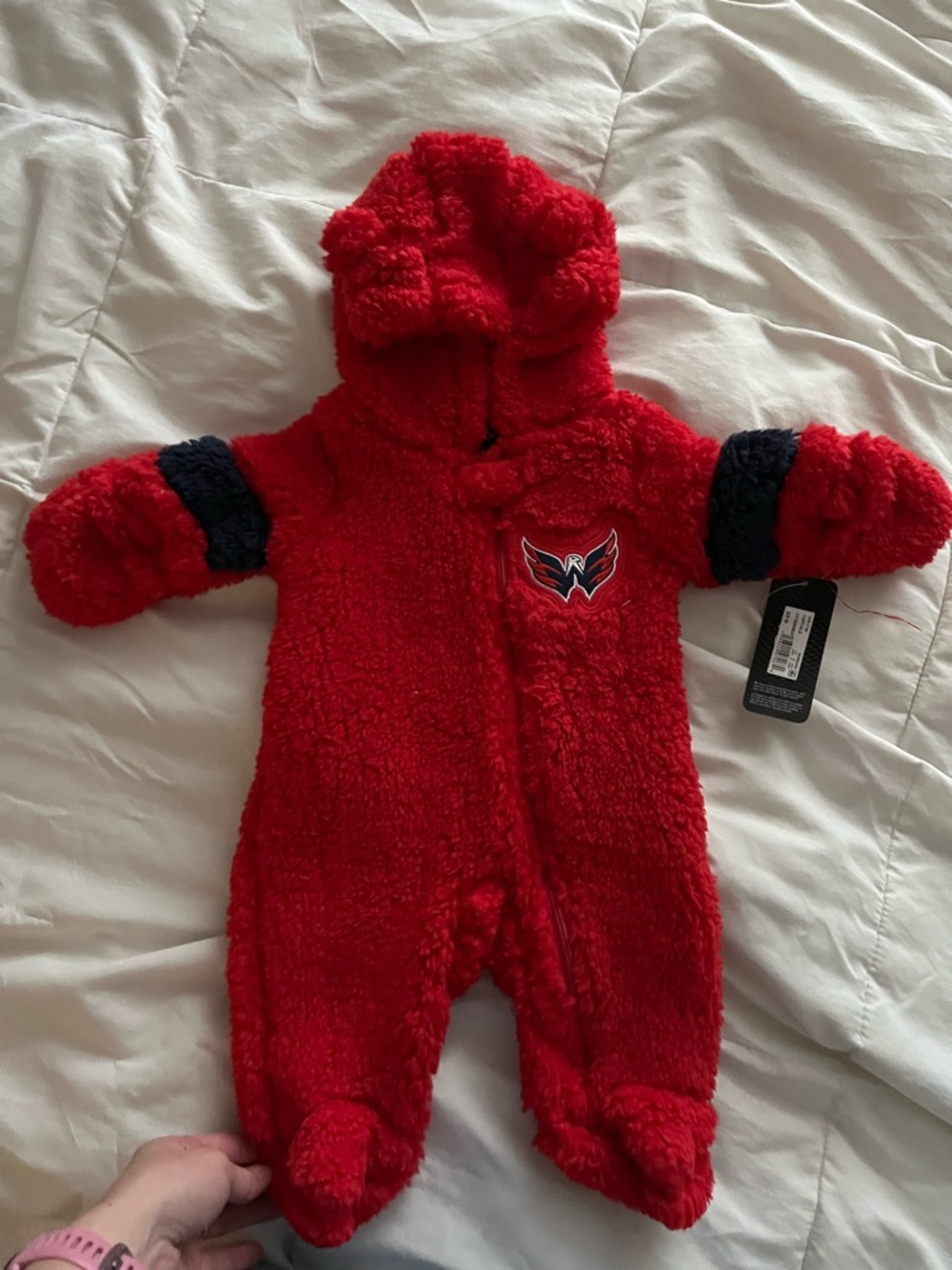 NHL Washington Capitals Caps Red Sherpa Fleece Baby One-Piece with Navy Accents